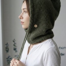 Delikatna balaclava kominiarka kaptur czapka alpaka jedwab ręczna robota kolory