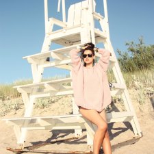 SWETER  HANDMADE PUDROWY RÓŻ