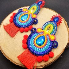 Tęczowe kolczyki sutasz z chwostami