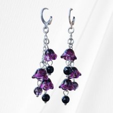 Fioletowe kolczyki kwiaty szklane – styl cottagecore i fairycore