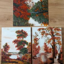 SLOW LIFE NA ŚCIANIE - TRYPTYK NATURY "JESIENNE CZERWIENIE"