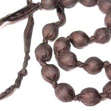 CZEKOLADOWE materiałowe korale wstążka