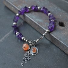 Bransoletka z ametystu z kamieniem słonecznym