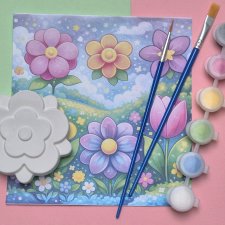 6 zestawów kreatywnych dla dzieci ZAMIAST ekranów i słodyczy - do malowania (DIY) seria Kwiaty