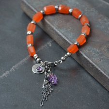 Bransoletka z karneolu z ametystem