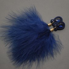 granatowe kolczyki sutasz z piórami