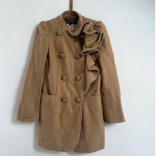 FRENCH CONNECTION - WEŁNIANY PŁASZCZ - FALBANA - KASZMIR - 36