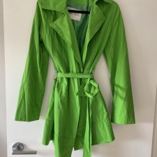 ZARA - ZIELONY PŁASZCZ - TRENCZ - M