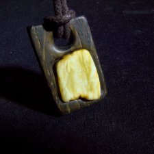 Zawieszka Wisior -  dąb / bursztyn