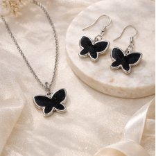 Czarny Motyl - Naszyjnik + Kolczyki