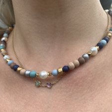 Naszyjnik boho perły i błękit