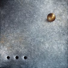 100% Ręcznie malowana abstrakcja 100x100 cm - złota kula