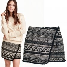 149zł H&M krótka kopertowa spódnica z żakardowej tkaniny R S 36 Hu33