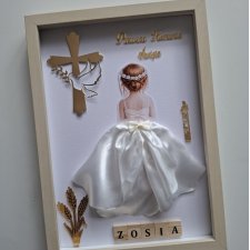 Ramka Komunijna 3D Personalizowana Prezent na Komunię Dziewczynka