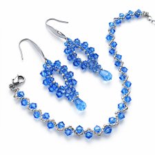 Komplet Biżuterii "Sapphire Clarity" - Bransoletka i Kolczyki z Kryształów Precios