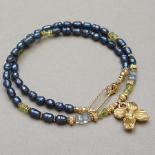 Pearls /navy blue/ perły naturalne - choker /31.03.26/