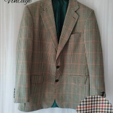 Vintage Mr Harry wełniany marynarka vintage krata tweed 40 L
