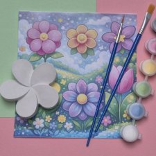 Zestaw kreatywny dla dzieci ZAMIAST ekranów i słodyczy - prezent do malowania (DIY) seria Kwiaty