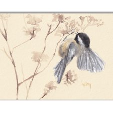 Sikorka sosnówka. Akwarela ręcznie malowana