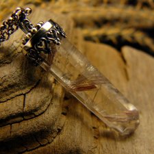 Naszyjnik Sopel Złociste Włosy Wenus - Srebro Kwarc z Rutylem