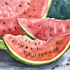 Słodycz arbuza. Oryginalna akwarela, 21/30 cm