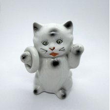 Rumuńska figurka kota Cervit Cluj Napoca lata 50 - 60 XX w ręcznie malowana porcelana vintage