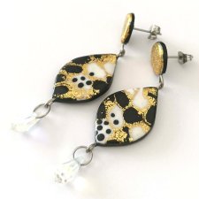 Wiszące Kolczyki Czarno Złote