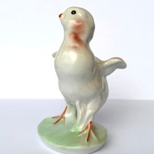 Porcelanowy kurczak pisklę figurka Curtea de Argeș Rumunia Vintage PRL