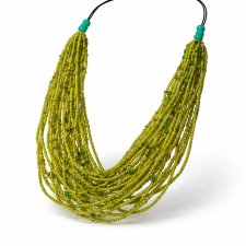 Wielowarstwowy Naszyjnik Boho z Zielonych Koralików - Lime Cascade