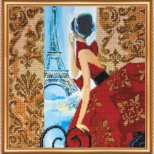 Obraz haftowany koralikami "Okno na Paryż" Dekoracja ścienna