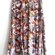 Spódnica Vintage Kwiaty Rozkloszowana Midi Retro Boho Pastelowa 40