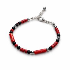 Bransoletka z Czerwonego Korala i Jaspisu Cesarskiego - Elegancja w Stylu