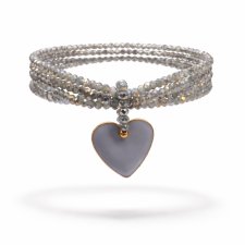 Bransoletka kaskadowa z kryształków z zawieszką w kształcie serca - gołębi błękit