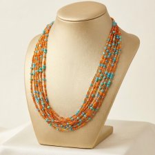 Wielowarstwowy Naszyjnik z Koralików - Letnia Kompozycja Pomarańczu