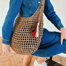Torebka handmade boho z juty – duża ażurowa torba na ramię