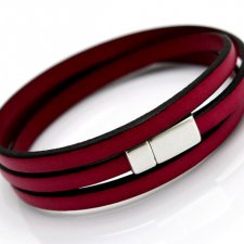 bransoletka skórzana MAGNETOOS TRIPLE FUCHSIA