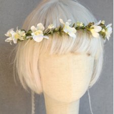 Śmietankowe frezje o świcie – wianek komunijny ślubny boho