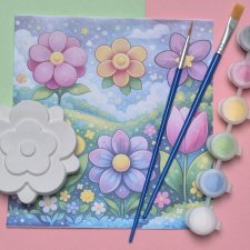 Zestaw kreatywny dla dzieci ZAMIAST ekranów i słodyczy - prezent do malowania (DIY) seria Kwiaty