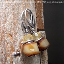 PANCAKES kolczyki z bursztynu  i srebra