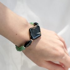 Czarny agat, Awenturyn, Turmalin, Hematyt | Bransoletka Grounded Fortune