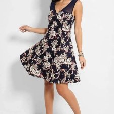 QED London sukienka mesh wzór kwiaty 38 M