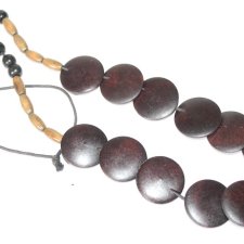 Wyjątkowy NASZYJNIK korale etno drewniane pastylki