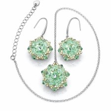 Zielony Komplet Biżuterii "Chrysolite Maxima"- Naszyjnik i Kolczyki z Kryształów Preciosa