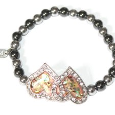 PURE elegancka bransoletka perłowe serca koraliki