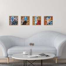 Kompozycja 4 obrazów haftowanych koralikami Dekoracja ścienna Prezent świąteczny