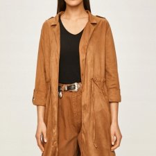 ANSWEAR zamszowy cienki  płaszcz narzutka camel 36 S