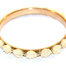 RÓŻYCZKI ecru Metalowa  BRANSOLETKA