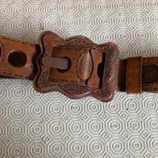 Oryginał vintage skórzany pasek z lat 70–ych