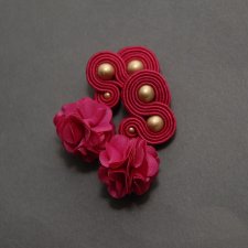 fuksjowe klipsy sutasz z kwiatkiem