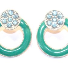 Piękne KOLCZYKI zielone  koła dżety